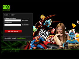 página de acceso en 888 Casino